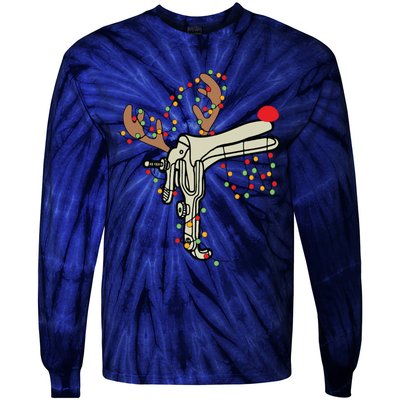 Reindeer Speculum Nurse Gifts For Nurse Christmas Speculum Tie-Dye Long Sleeve Shirt