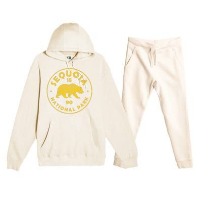 Retro Sequoia National Park Women Vintage Hiking Premium Hooded Sweatsuit Set