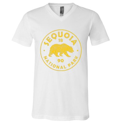 Retro Sequoia National Park Women Vintage Hiking V-Neck T-Shirt