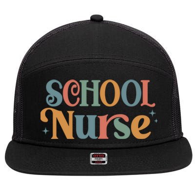 Retro School Nurse Mom Cool Gift 7 Panel Mesh Trucker Snapback Hat