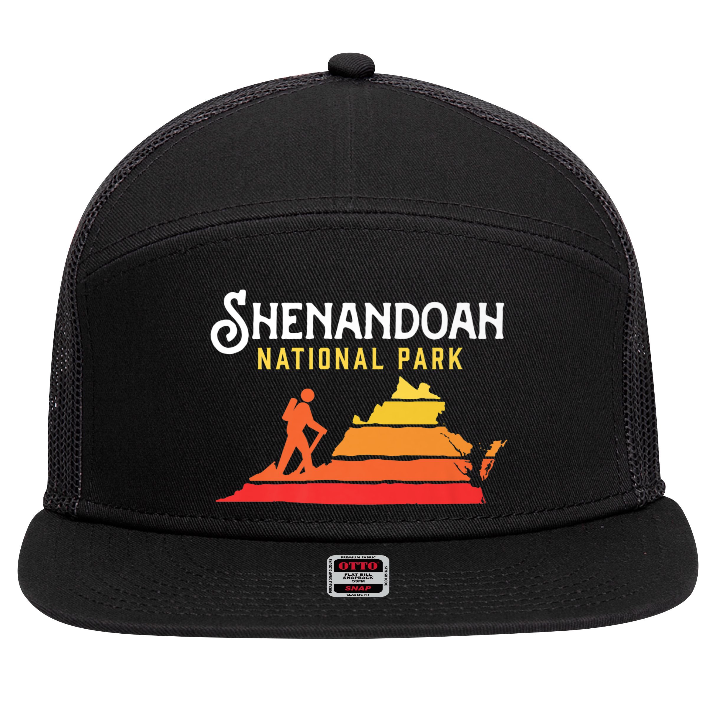 Retro Shenandoah National Park Vintage Hike 7 Panel Mesh Trucker Snapback Hat