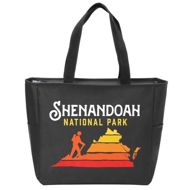 Retro Shenandoah National Park Vintage Hike Zip Tote Bag