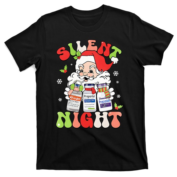 Retro Silent Night ICU Nurse Christmas Intensive Care Unit  T-Shirt