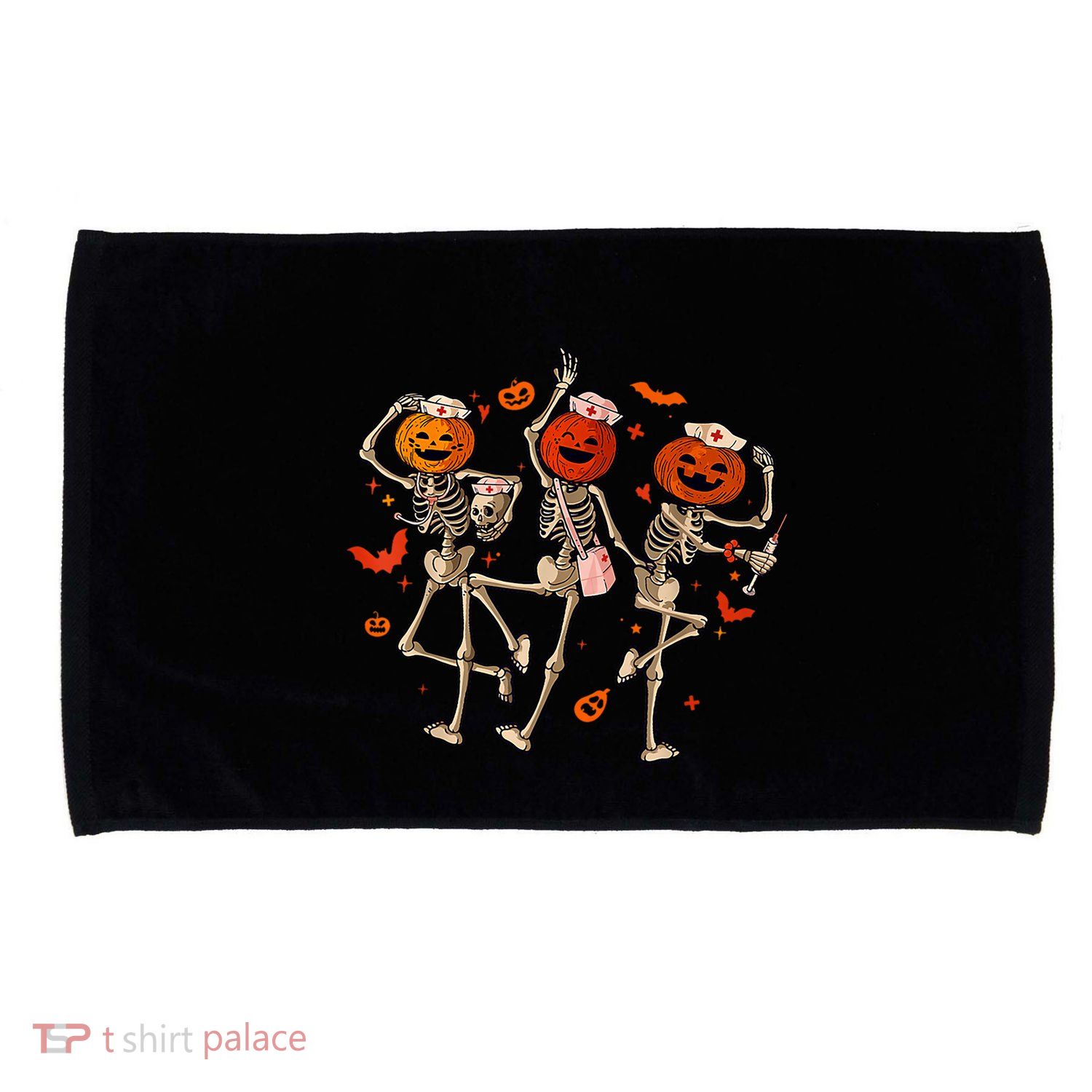 Retro Skeleton Nurse Dancing Halloween Spooky Pumpkin Nurse Gift Microfiber Hand Towel