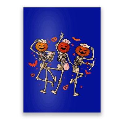 Retro Skeleton Nurse Dancing Halloween Spooky Pumpkin Nurse Gift Poster