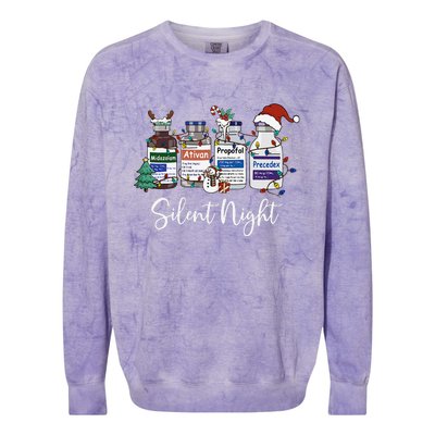 Retro Silent Night Icu Nurse Christmas Intensive Care Unit Colorblast Crewneck Sweatshirt