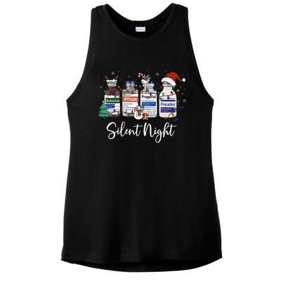 Retro Silent Night Icu Nurse Christmas Intensive Care Unit Ladies PosiCharge Tri-Blend Wicking Tank