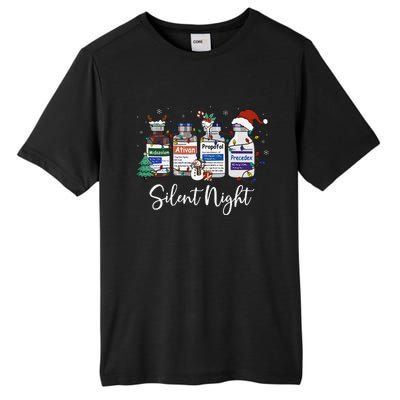 Retro Silent Night Icu Nurse Christmas Intensive Care Unit Tall Fusion ChromaSoft Performance T-Shirt