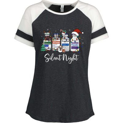 Retro Silent Night Icu Nurse Christmas Intensive Care Unit Enza Ladies Jersey Colorblock Tee