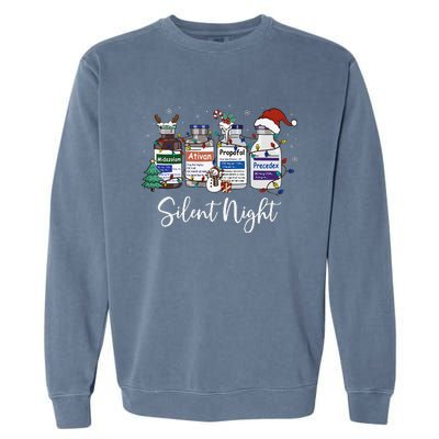 Retro Silent Night Icu Nurse Christmas Intensive Care Unit Garment-Dyed Sweatshirt