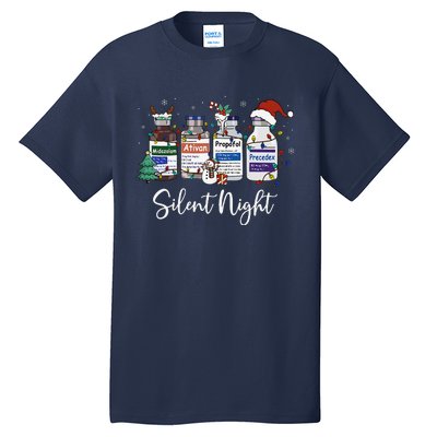 Retro Silent Night Icu Nurse Christmas Intensive Care Unit Tall T-Shirt