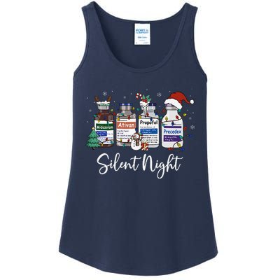 Retro Silent Night Icu Nurse Christmas Intensive Care Unit Ladies Essential Tank