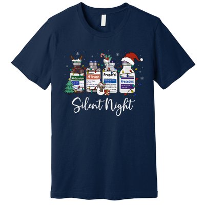 Retro Silent Night Icu Nurse Christmas Intensive Care Unit Premium T-Shirt