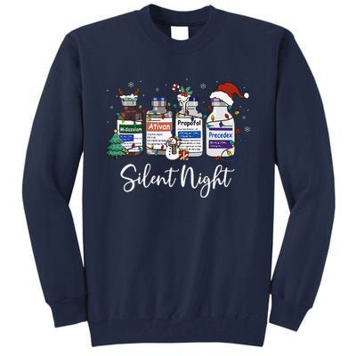 Retro Silent Night Icu Nurse Christmas Intensive Care Unit Tall Sweatshirt