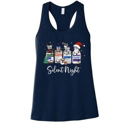 Retro Silent Night Icu Nurse Christmas Intensive Care Unit Women's Racerback Tank