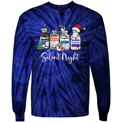 Retro Silent Night Icu Nurse Christmas Intensive Care Unit Tie-Dye Long Sleeve Shirt