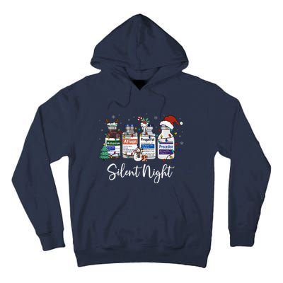 Retro Silent Night Icu Nurse Christmas Intensive Care Unit Tall Hoodie