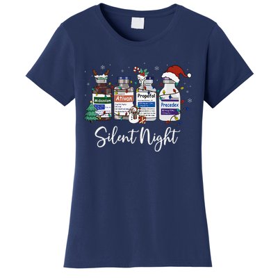 Retro Silent Night Icu Nurse Christmas Intensive Care Unit Women's T-Shirt