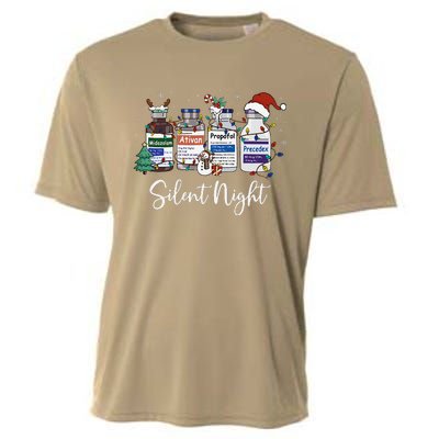 Retro Silent Night Icu Nurse Christmas Intensive Care Unit Cooling Performance Crew T-Shirt