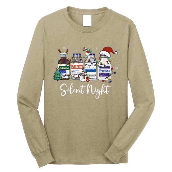 Retro Silent Night Icu Nurse Christmas Intensive Care Unit Long Sleeve Shirt