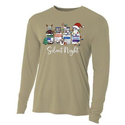 Retro Silent Night Icu Nurse Christmas Intensive Care Unit Cooling Performance Long Sleeve Crew