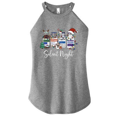 Retro Silent Night Icu Nurse Christmas Intensive Care Unit Women's Perfect Tri Rocker Tank