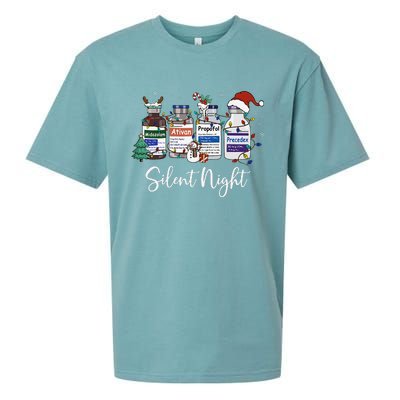 Retro Silent Night Icu Nurse Christmas Intensive Care Unit Sueded Cloud Jersey T-Shirt