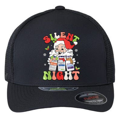 Retro Silent Night Icu Nurse Christmas Intensive Care Unit Gift Flexfit Unipanel Trucker Cap