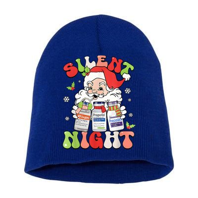 Retro Silent Night Icu Nurse Christmas Intensive Care Unit Gift Short Acrylic Beanie