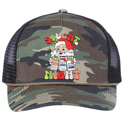 Retro Silent Night Icu Nurse Christmas Intensive Care Unit Gift Retro Rope Trucker Hat Cap