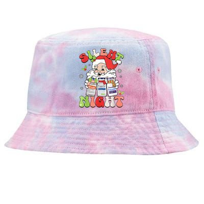 Retro Silent Night Icu Nurse Christmas Intensive Care Unit Gift Tie-Dyed Bucket Hat