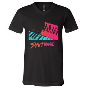 Retro Synthwave Outrun Synthesizer Nerd 80s 90s V-Neck T-Shirt