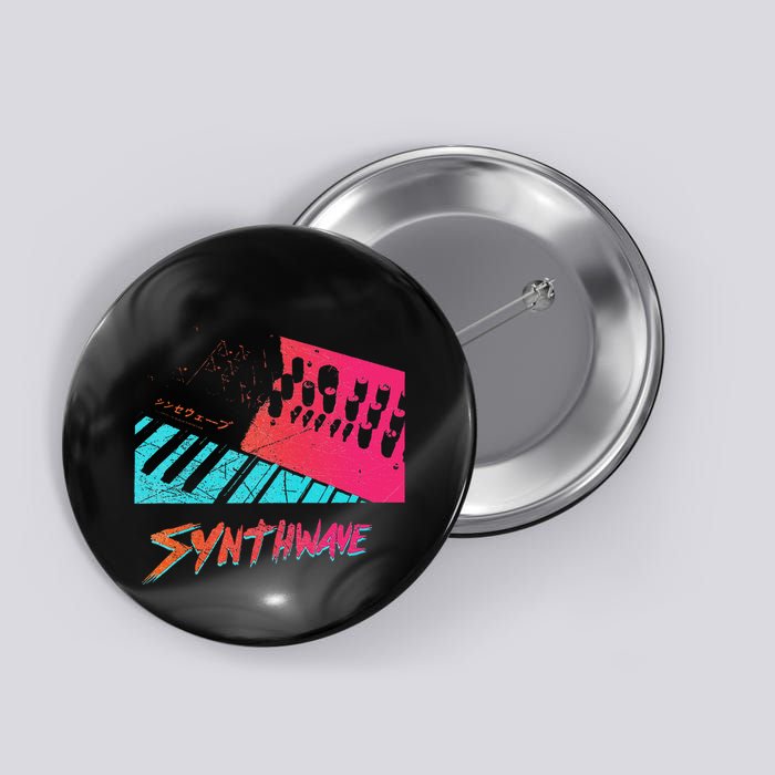 Retro Synthwave Outrun Synthesizer Nerd 80s 90s Button