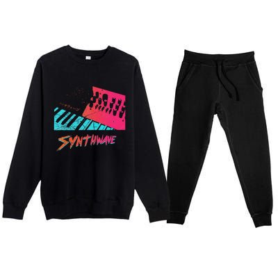 Retro Synthwave Outrun Synthesizer Nerd 80s 90s Premium Crewneck Sweatsuit Set