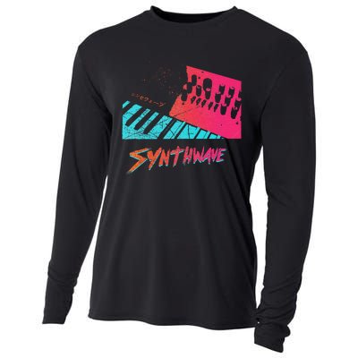 Retro Synthwave Outrun Synthesizer Nerd 80s 90s Cooling Performance Long Sleeve Crew