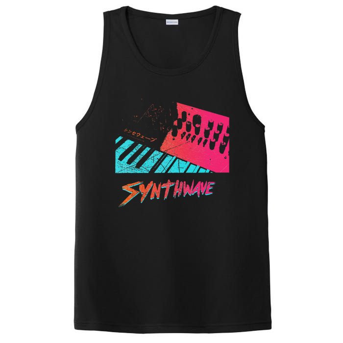 Retro Synthwave Outrun Synthesizer Nerd 80s 90s PosiCharge Competitor Tank