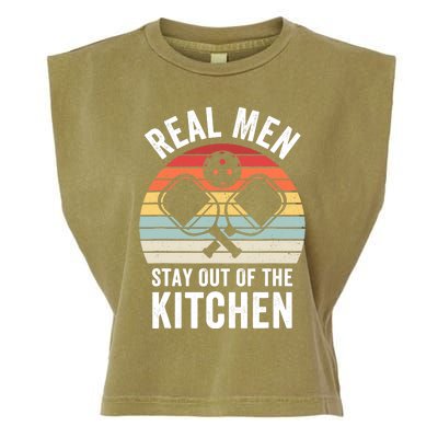 Real Stay Out of the Kitchen Funny Pickleball Vintage Garment-Dyed Women's Muscle Tee