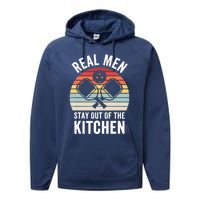 Real Stay Out of the Kitchen Funny Pickleball Vintage Performance Fleece Hoodie