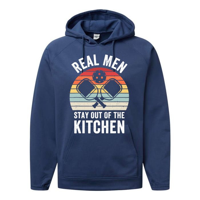 Real Stay Out of the Kitchen Funny Pickleball Vintage Performance Fleece Hoodie