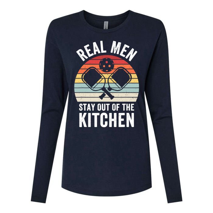 Real Stay Out of the Kitchen Funny Pickleball Vintage Womens Cotton Relaxed Long Sleeve T-Shirt