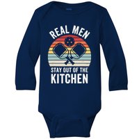 Real Stay Out of the Kitchen Funny Pickleball Vintage Baby Long Sleeve Bodysuit