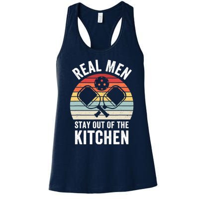 Real Stay Out of the Kitchen Funny Pickleball Vintage Women's Racerback Tank