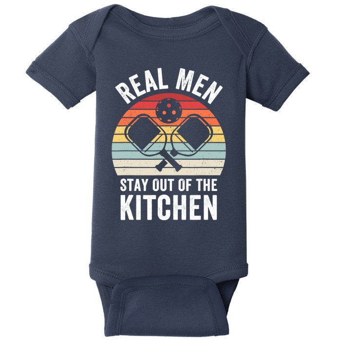 Real Stay Out of the Kitchen Funny Pickleball Vintage Baby Bodysuit