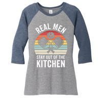 Real Stay Out of the Kitchen Funny Pickleball Vintage Women's Tri-Blend 3/4-Sleeve Raglan Shirt