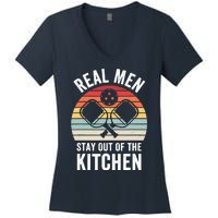 Real Stay Out of the Kitchen Funny Pickleball Vintage Women's V-Neck T-Shirt