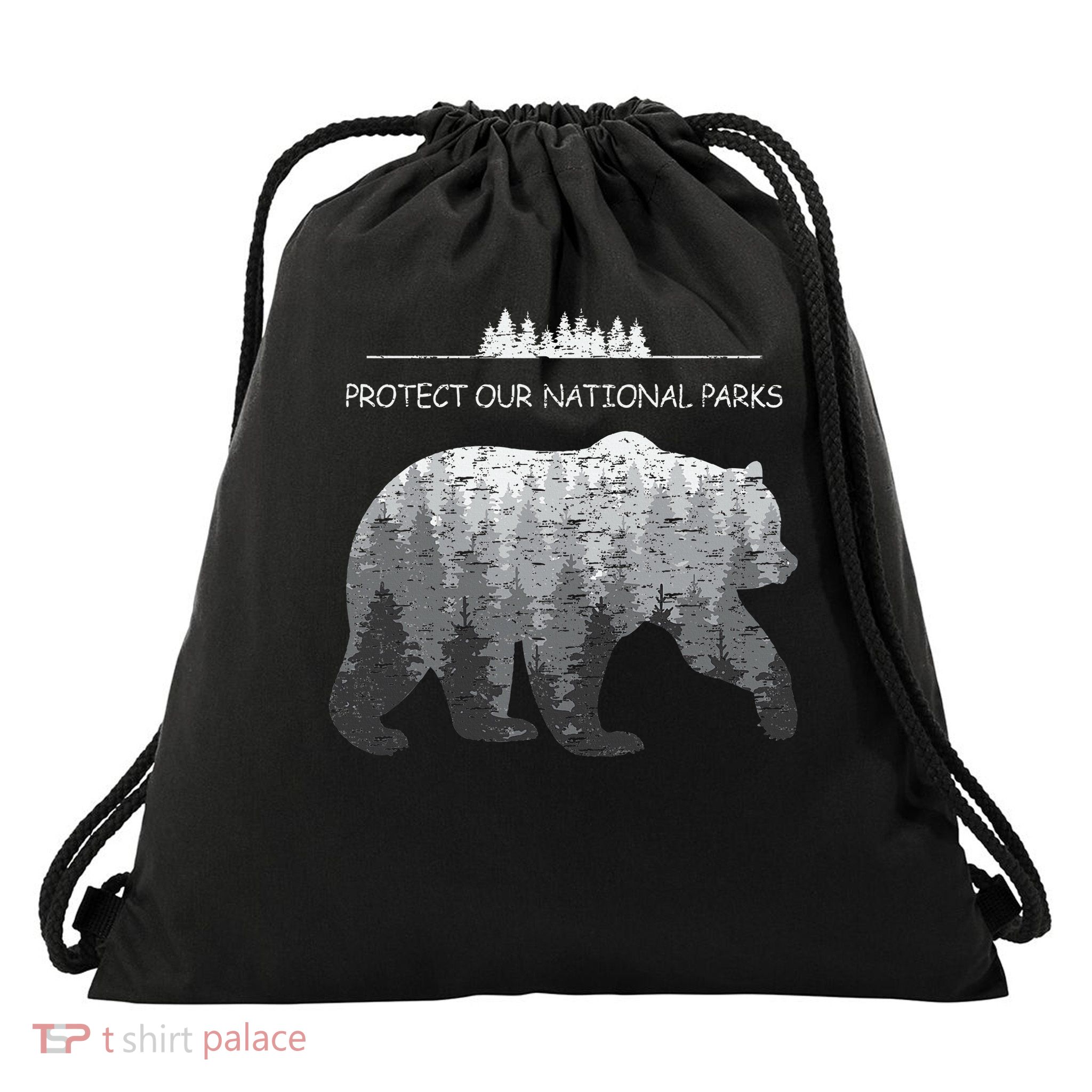 Resist Save Our Parks Alt US National Parks Bear  Drawstring Bag