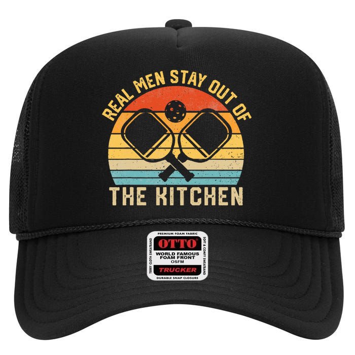 Real Stay Out Of The Kitchen Funny Pickleball Vintage High Crown Mesh Back Trucker Hat