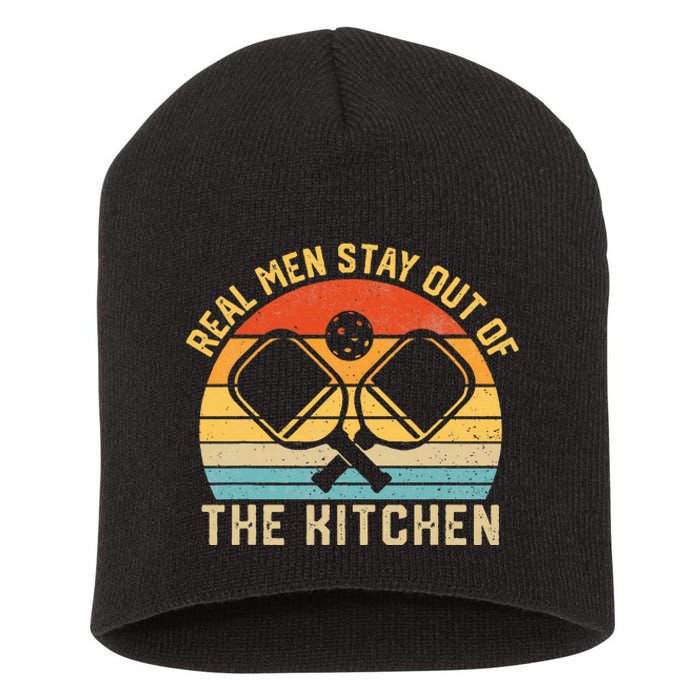 Real Stay Out Of The Kitchen Funny Pickleball Vintage Short Acrylic Beanie