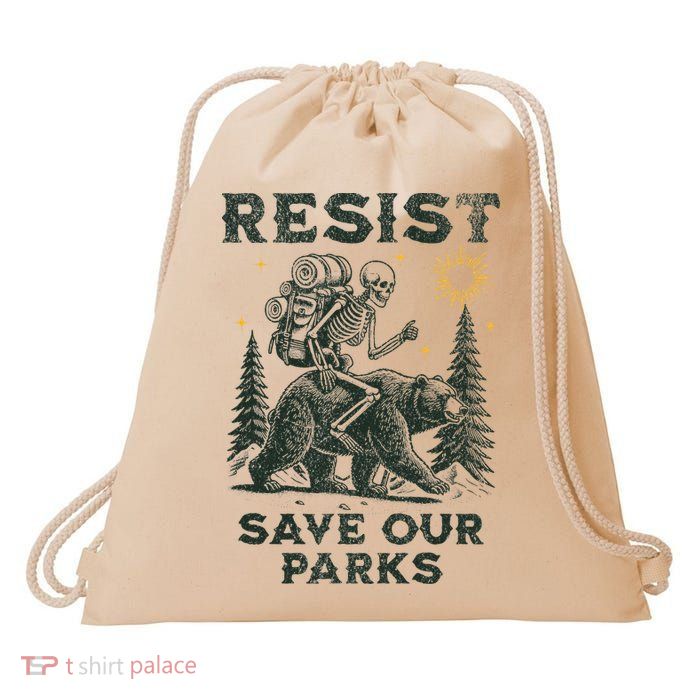 Resist Save Our Parks Alt US National Parks Bear Drawstring Bag