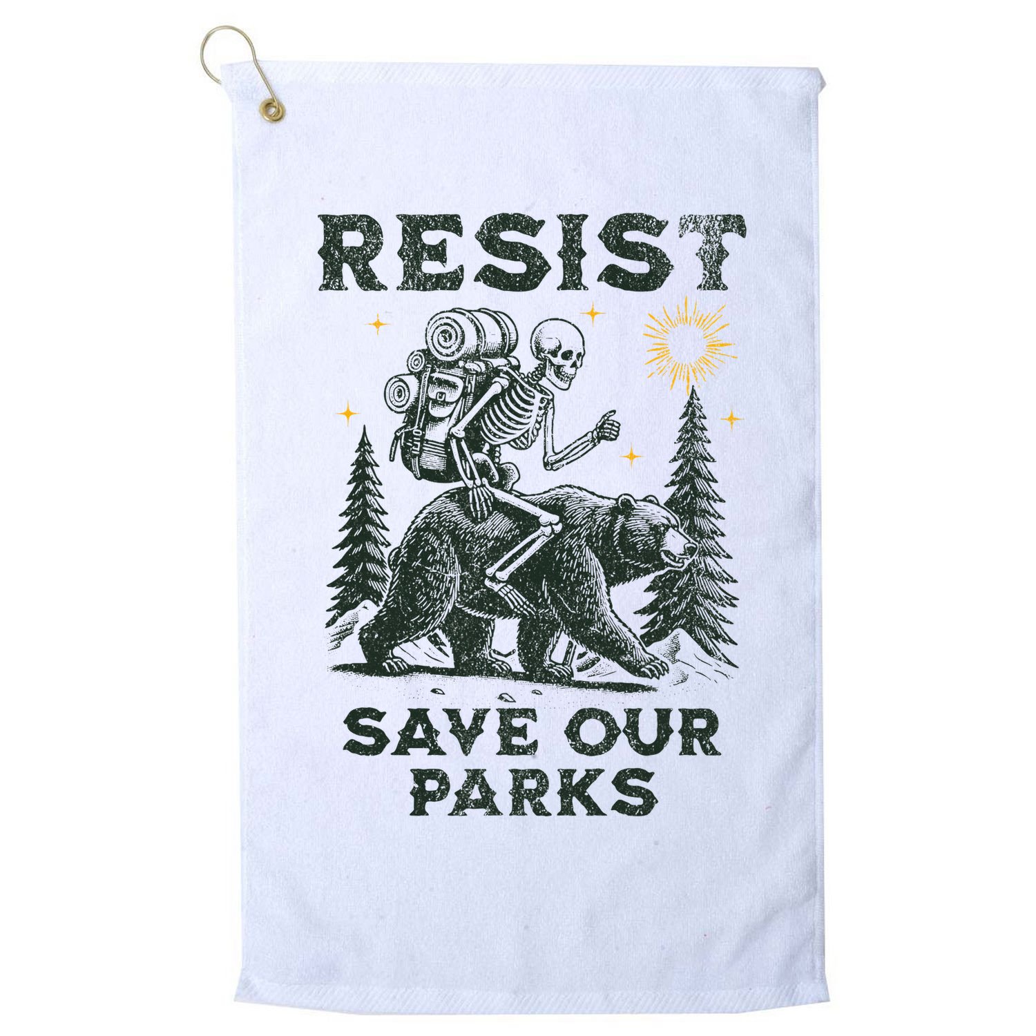 Resist Save Our Parks Alt US National Parks Bear Golf Towel
